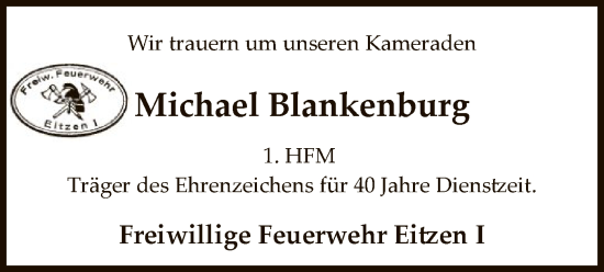 Todesanzeige von Michael Blankenburg von UEL