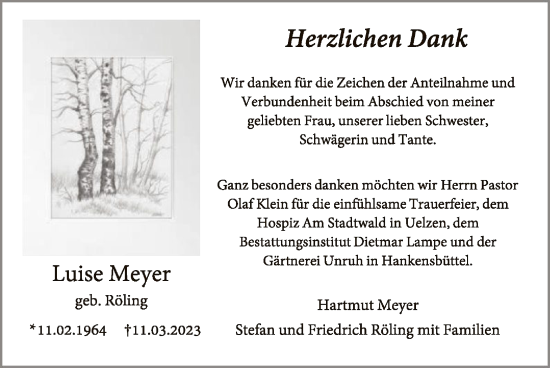 Todesanzeige von Luise Meyer von UEL