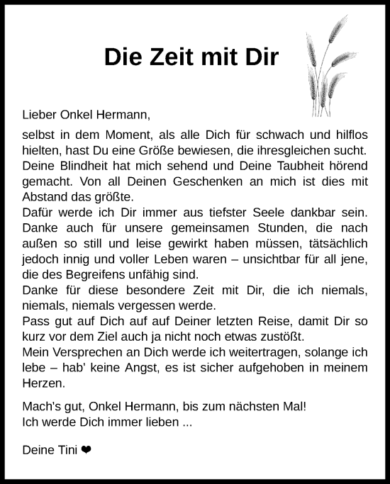 Todesanzeige von Hermann  von UEL