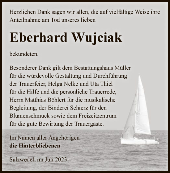 Todesanzeige von Eberhard Wujciak von UEL