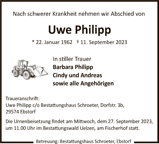 Todesanzeige von Uwe Philipp von UEL