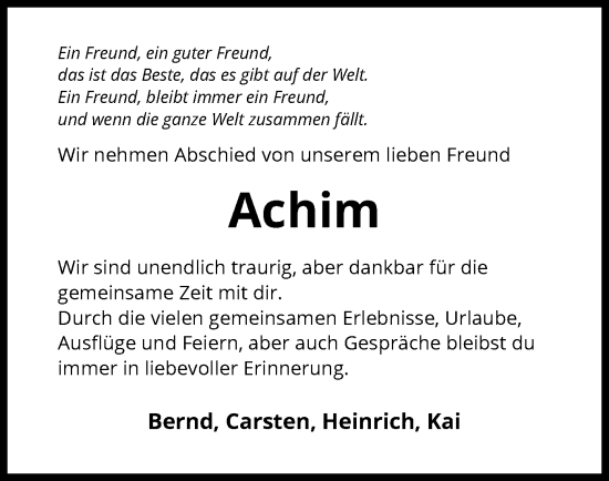 Todesanzeige von Achim  von UEL