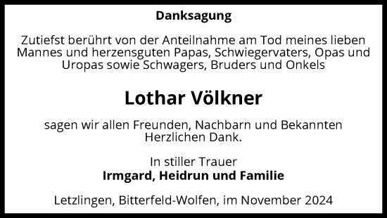 Todesanzeige von Lothar Völkner von UEL