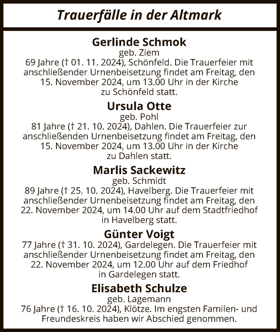 Todesanzeige von Trauerfälle  von UEL