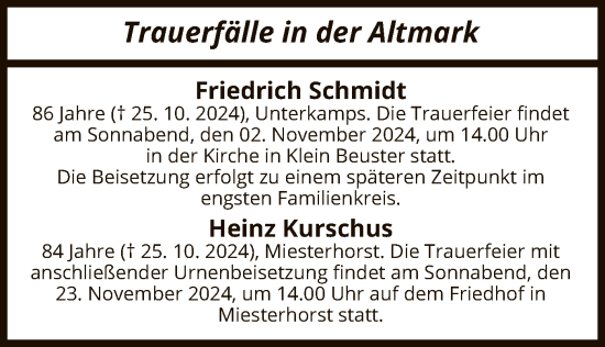 Todesanzeige von Trauerfälle  von UEL