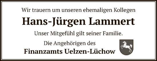 Todesanzeige von Hans-Jürgen Lammert von UEL