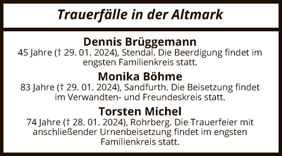 Todesanzeige von Sterbetafel vom 02.02.2024 von UEL