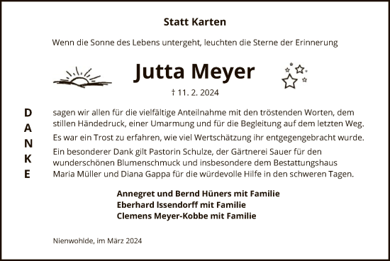 Todesanzeige von Jutta Meyer von UEL