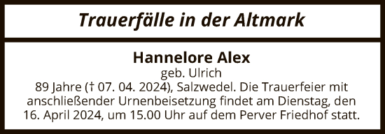 Todesanzeige von Trauerfälle  von UEL