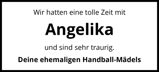 Todesanzeige von Angelika  von UEL