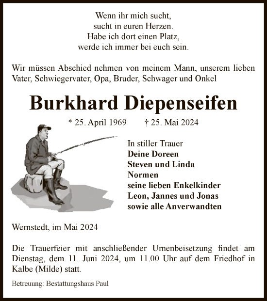 Todesanzeige von Burkhard Diepenseifen von UEL