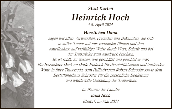 Todesanzeige von Heinrich Hoch von UEL