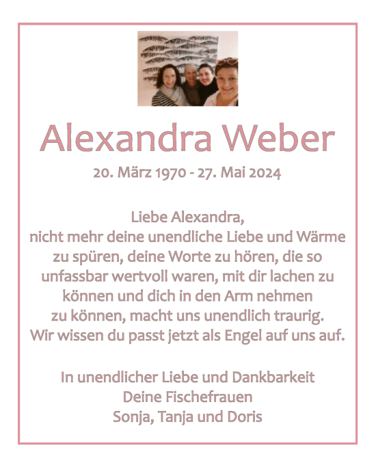 Todesanzeige von Alexandra Weber von UEL