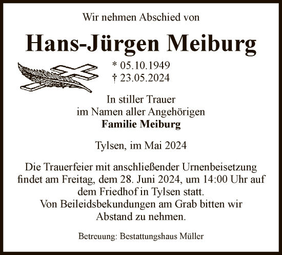 Todesanzeige von Hans-Jürgen Meiburg von UEL