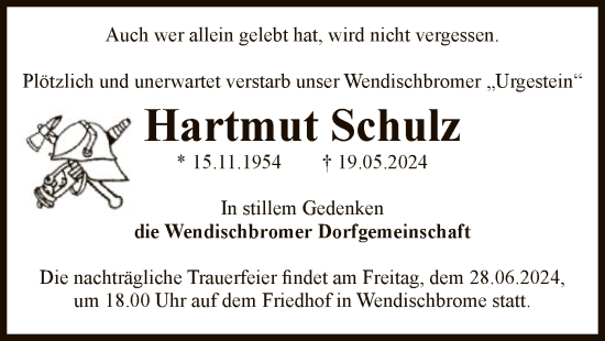 Todesanzeige von Hartmut Schulz von UEL