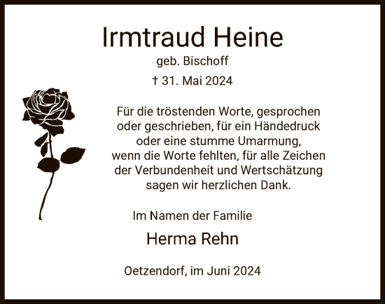 Todesanzeige von Irmtraud Heine von UEL