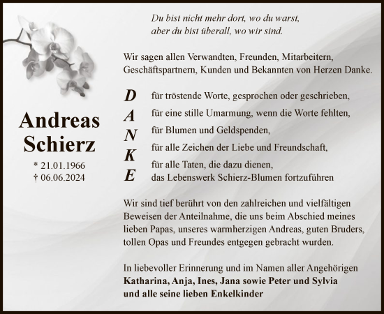 Todesanzeige von Andreas Schierz von UEL
