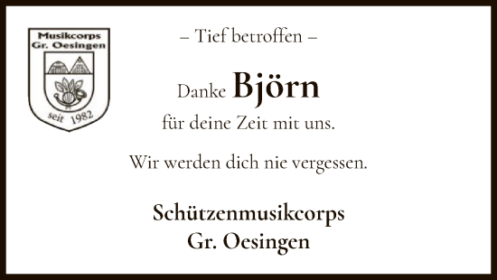 Todesanzeige von Björn  von UEL