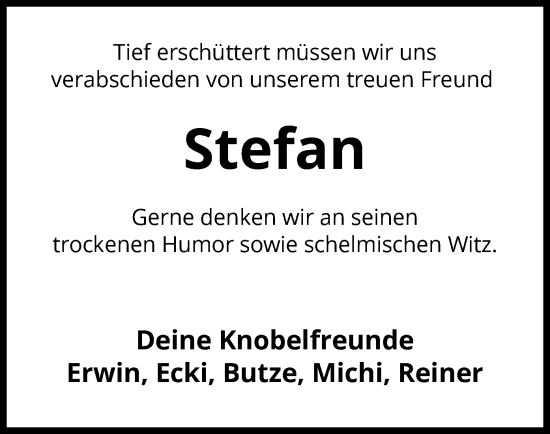 Todesanzeige von Stefa  von UEL