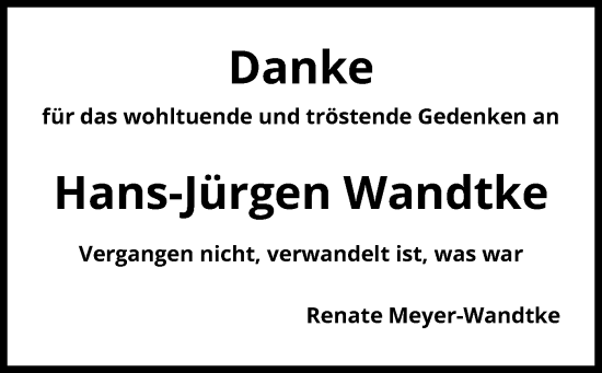 Todesanzeige von Hans-Jürgen Wandtke von UEL