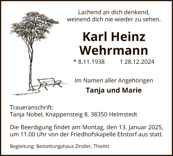 Todesanzeige von Karl Heinz Wehrmann von UEL
