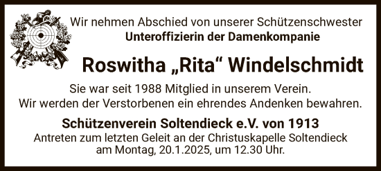 Todesanzeige von Roswitha  Windelschmidt von UEL