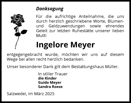 Todesanzeige von Ingelore Meyer von UEL