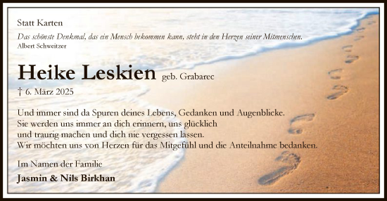 Todesanzeige von Heike Leskien von UEL
