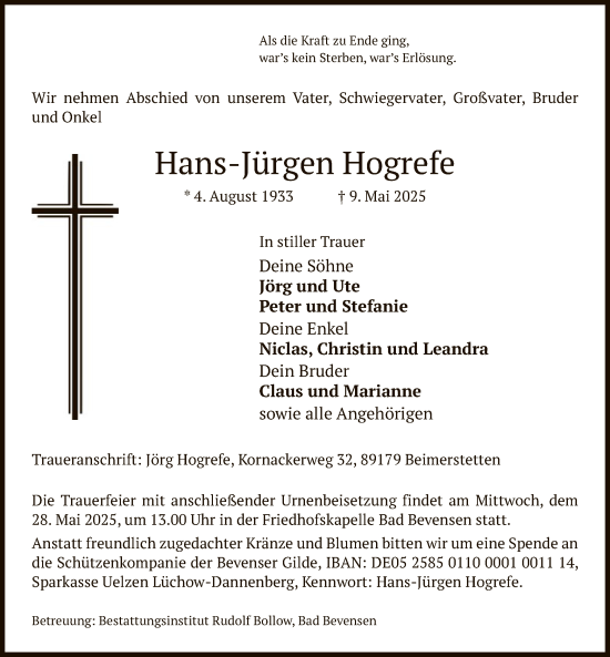 Todesanzeige von Hans-Jürgen Hogrefe von AZ