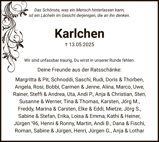 Todesanzeige von Karlchen  von AZ