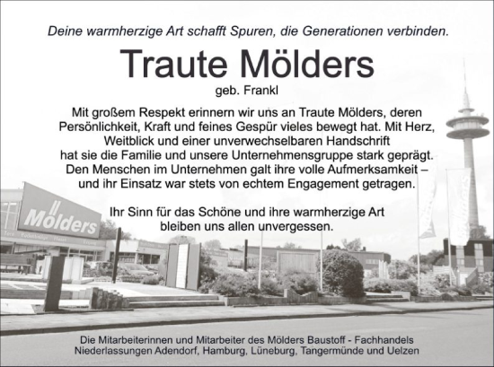 Todesanzeige von Traute Mölders von AZ