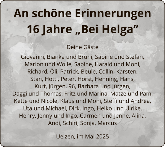 Todesanzeige von TRN Helga von UEL