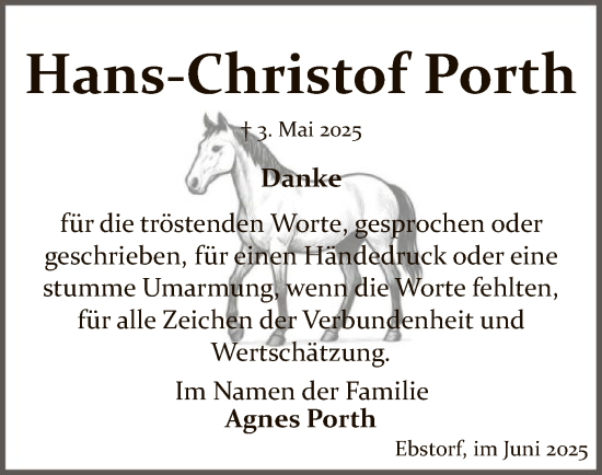 Todesanzeige von Hans-Christof Porth von AZ