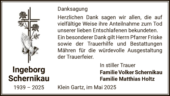 Todesanzeige von Ingeborg Schernikau von AMZ