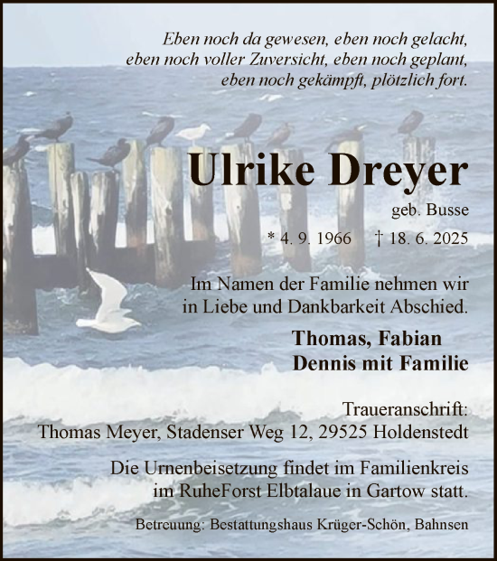 Todesanzeige von Ulrike Dreyer von AZ